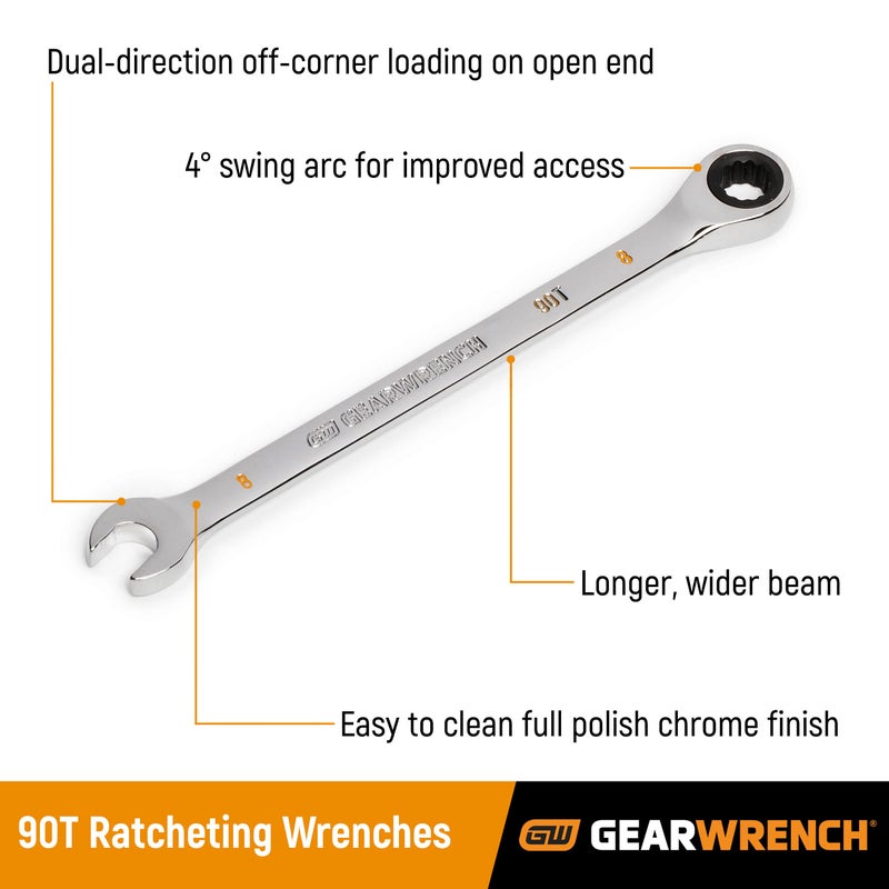 GEARWRENCH 1/2"" 4 Degree Swing Arch 12 Point Ratcheting Combination Wrench - 86945 - Image 2